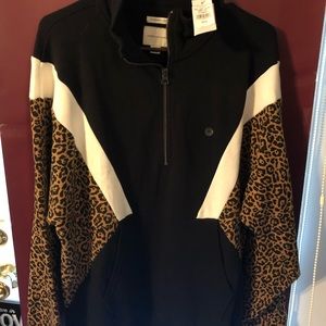 American Eagle Leopard Print 1/4 Zip Pullover